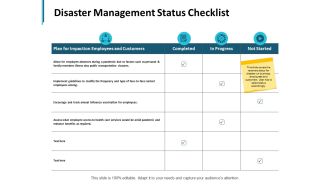 Disaster Management Status Checklist Slide Compare Ppt PowerPoint Presentation Slides File Formats
