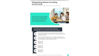 Distinguishing Features For Printing Services Book One Pager Sample Example Document