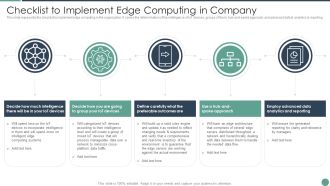 Distributed Computing Checklist To Implement Edge Computing In Company Ideas PDF