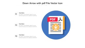Down Arrow With Pdf File Vector Icon Ppt PowerPoint Presentation Icon Gallery PDF
