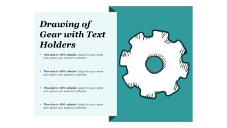 Drawing Of Gear With Text Holders Ppt PowerPoint Presentation Infographics Brochure
