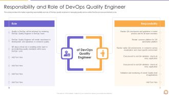 E2E Quality Assurance And Testing In Developer Operations IT Responsibility And Role Elements PDF Background PDF