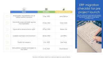 ERP Migration Checklist For Pre Project Launch Ppt Layouts File Formats PDF