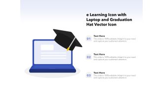 E Learning Icon With Laptop And Graduation Hat Vector Icon Ppt PowerPoint Presentation File Designs Download PDF