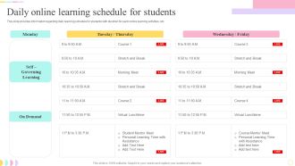 E Learning Playbook Daily Online Learning Schedule For Students Graphics PDF