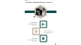 Education Scholarship Proposal About Us One Pager Sample Example Document