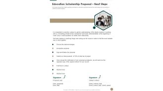 Education Scholarship Proposal Next Steps One Pager Sample Example Document