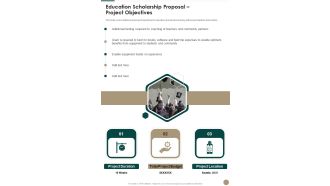 Education Scholarship Proposal Project Objectives One Pager Sample Example Document