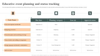 Educative Event Planning And Status Tracking Demonstration PDF