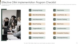 Effective CRM Implementation Program Checklist Strategies To Improve Customer Mockup PDF