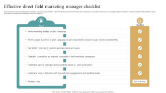 Effective Direct Field Marketing Manager Checklist Ideas PDF