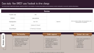 Effective NPO Promotional Strategies For Recruit Volunteers Case Study How UNICEF Uses Facebook To Drive Change Designs PDF