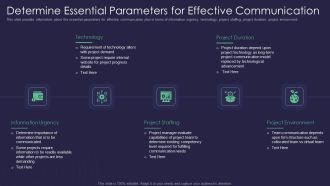 Efficient Communication Plan For Project Management Determine Essential Parameters For Effective Communication Designs PDF