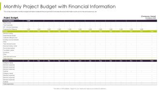 Efficient Ways For Successful Project Administration Monthly Project Budget With Financial Sample PDF
