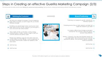 Elaborative Summary Of Different Offline Marketing Methods Steps In Creating An Effective Guerilla Formats PDF