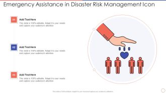 Emergency Assistance In Disaster Risk Management Icon Diagrams PDF