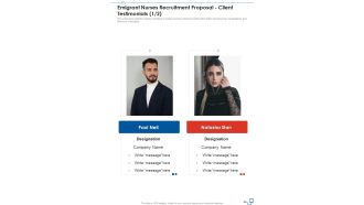 Emigrant Nurses Recruitment Proposal Client Testimonials One Pager Sample Example Document