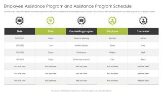 Employee Assistance Program And Assistance Program Schedule Template PDF