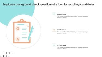 Employee Background Check Questionnaire Icon For Recruiting Candidates Download PDF
