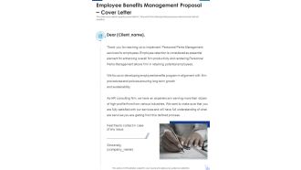 Employee Benefits Management Proposal Cover Letter One Pager Sample Example Document