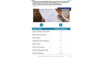 Employee Benefits Management Proposal Time Frame For Services Rendered One Pager Sample Example Document