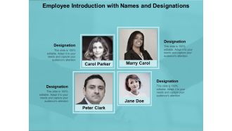 Employee Introduction With Names And Designations Ppt Powerpoint Presentation Portfolio Guidelines