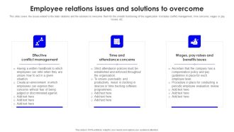 Employee Relations Issues And Solutions To Overcome Introduction PDF