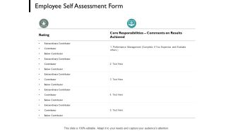 Employee Self Assessment Form Performance Management Ppt PowerPoint Presentation Model Information