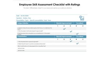 Employee Skill Assessment Checklist With Ratings Ppt PowerPoint Presentation Inspiration Templates PDF