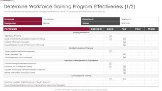 Employees Training Playbook Determine Workforce Training Program Effectiveness Topics PDF