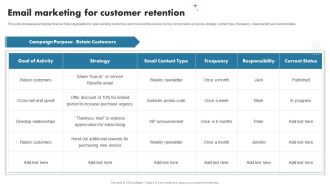 Enhancing Customer Outreach Email Marketing For Customer Retention Template PDF
