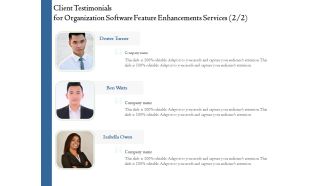 Enterprise Software Development Service Client Testimonials For Organization Software Feature Enhancements Designs PDF