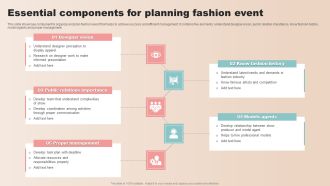 Essential Components For Planning Fashion Event Icons PDF