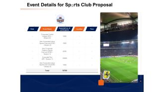 Event Details For Sports Club Proposal Ppt PowerPoint Presentation Ideas File Formats PDF