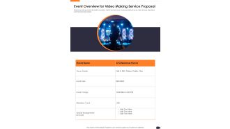 Event Overview For Video Making Service Proposal One Pager Sample Example Document
