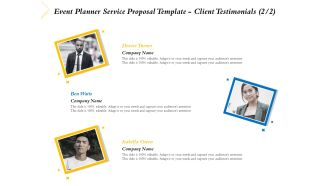 Event Planner Service Proposal Template Client Testimonials Teamwork Ppt Outline Sample PDF
