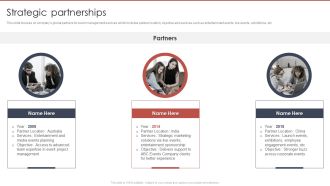 Event Planning And Management Company Profile Strategic Partnerships Sample PDF