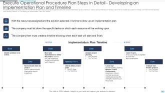 Execute Operational Procedure Plan Steps In Detail Developing An Implementation Plan And Timeline Pictures PDF