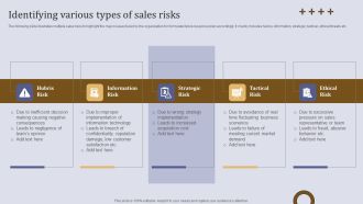 Executing Sales Risk Administration Procedure Identifying Various Types Of Sales Risks Sample PDF