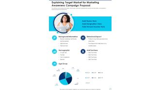 Explaining Target Market For Marketing Awareness Campaign Proposal One Pager Sample Example Document