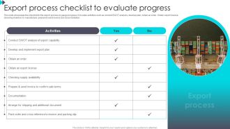 Export Process Checklist To Evaluate Progress Sample PDF