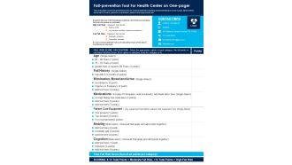 Fall Prevention Tool For Health Center On One Pager PDF Document PPT Template