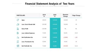 Financial Statement Analysis Of Two Years Ppt PowerPoint Presentation Ideas Summary