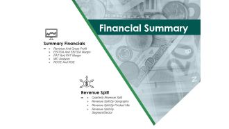 Financial Summary Ppt PowerPoint Presentation Portfolio Graphic Tips