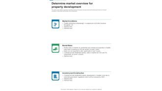 Financing For Real Estate Property Development Determine Market Overview For Property One Pager Sample Example Document