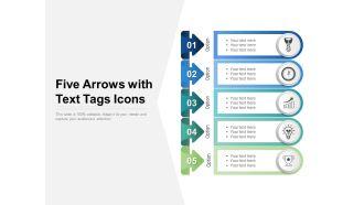 Five Arrows With Text Tags Icons Ppt PowerPoint Presentation Outline Information