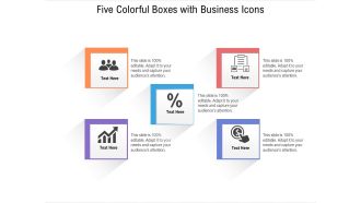 Five Colorful Boxes With Business Icons Ppt PowerPoint Presentation File Show PDF