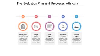 Five Evaluation Phases And Processes With Icons Ppt PowerPoint Presentation Icon Styles