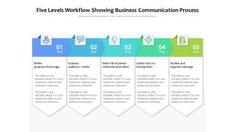 Five Levels Workflow Showing Business Communication Process Ppt PowerPoint Presentation Gallery Professional PDF