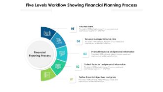 Five Levels Workflow Showing Financial Planning Process Ppt PowerPoint Presentation File Images PDF